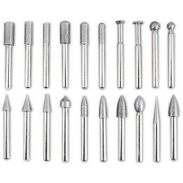 Set of 20 1//4 Shank Diamond Coated Grinding Burrs Sets 60 Grit Diamond Mounted Points Carving Bits Grinding Bits Grinding Head for Dremel Rotary Tool